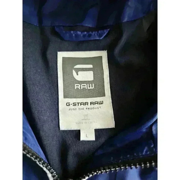 G-Star Raw 'Midder Bomber' Lightweight Zip Up Blue Windbreaker Jacket • Men’s L - Picture 5 of 9